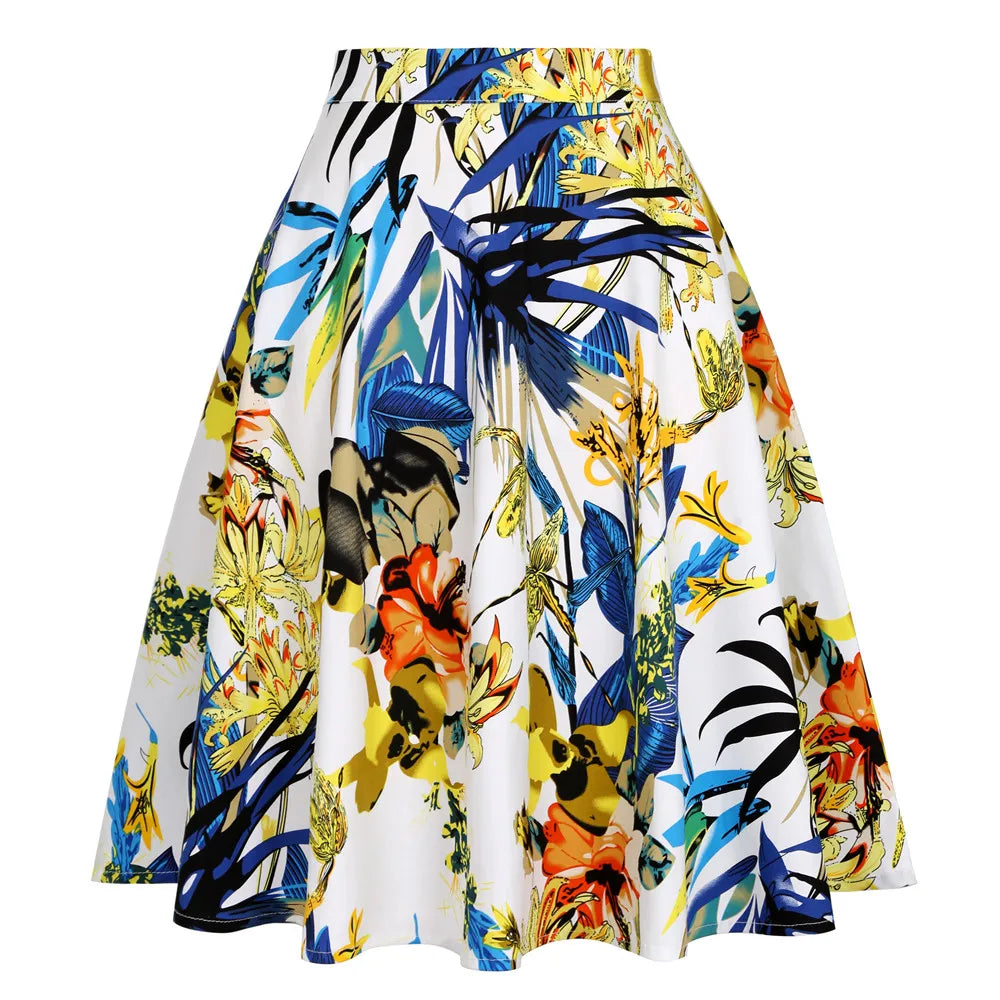 High Waist Midi Women Swing Skirt