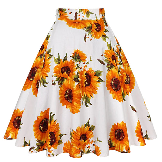 High Waist Midi Women Swing Skirt
