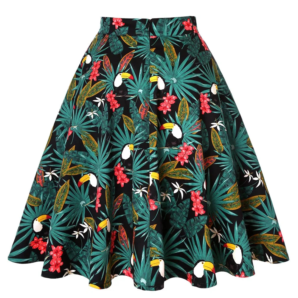 High Waist Midi Women Swing Skirt