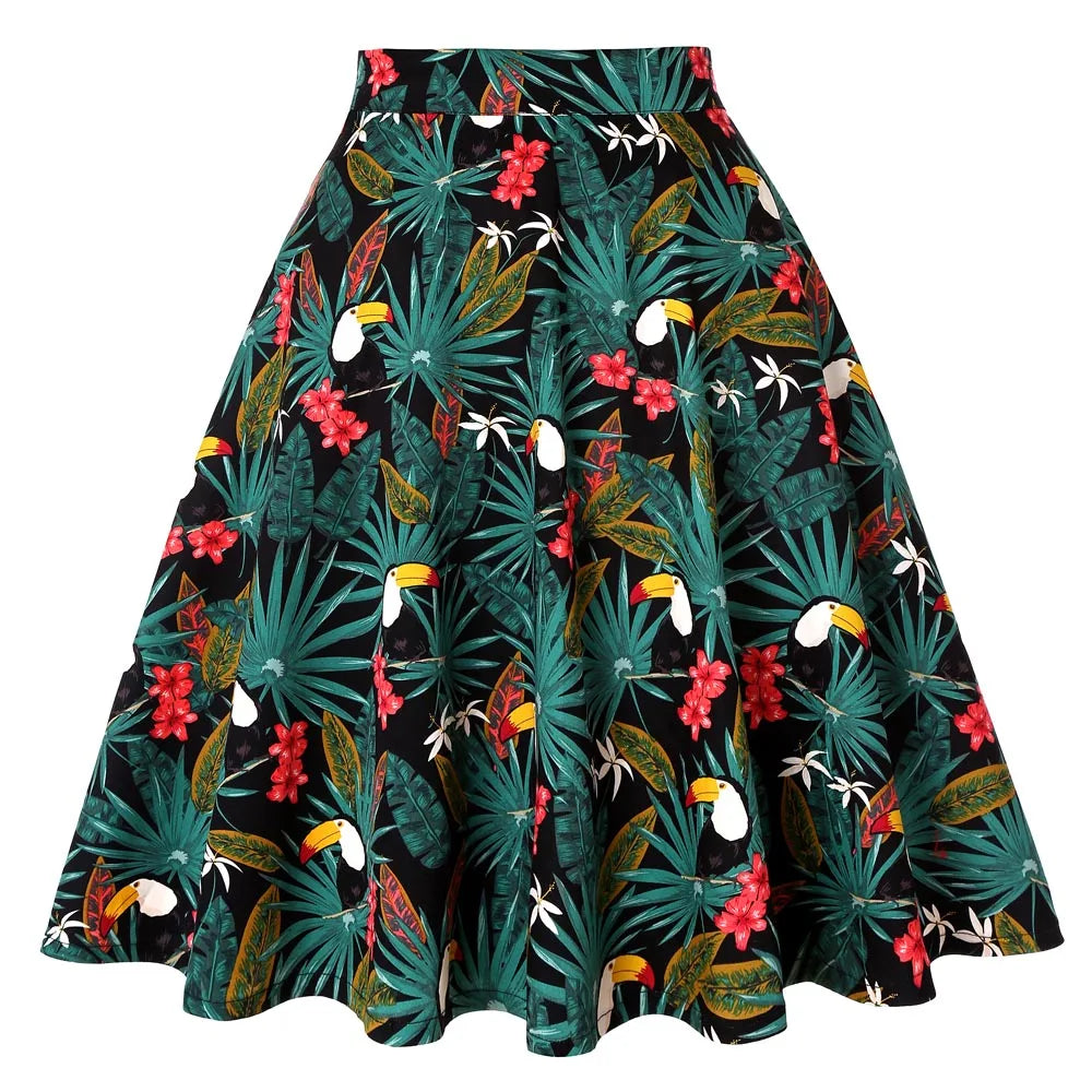 High Waist Midi Women Swing Skirt