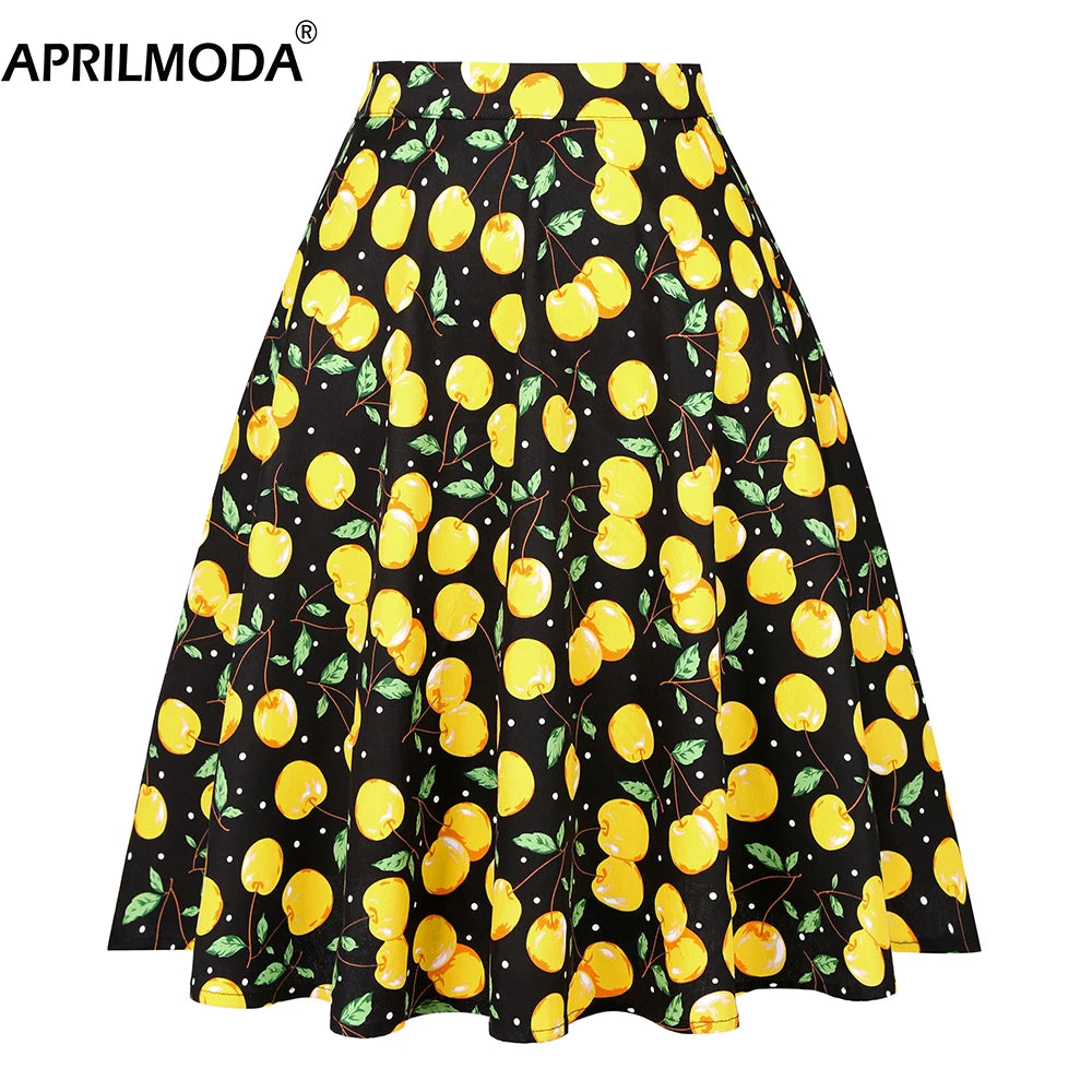 High Waist Midi Women Swing Skirt